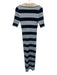 A.L.C. Size L Mixed Blues & Beige Rayon Blend Ribbed Knit Striped Dress Mixed Blues & Beige / L