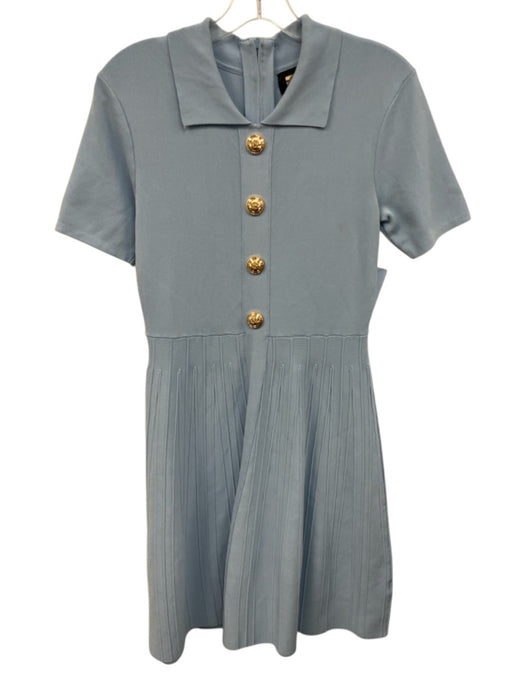 Alexia Admor Size S Light Blue Viscose Blend Ribbed Knit Short Sleeve Dress Light Blue / S