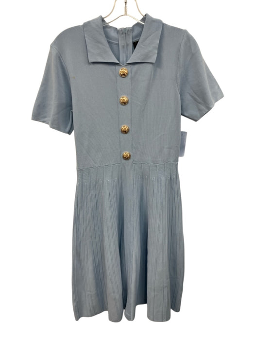 Alexia Admor Size M Light Blue Viscose Blend Ribbed Knit Short Sleeve Dress Light Blue / M