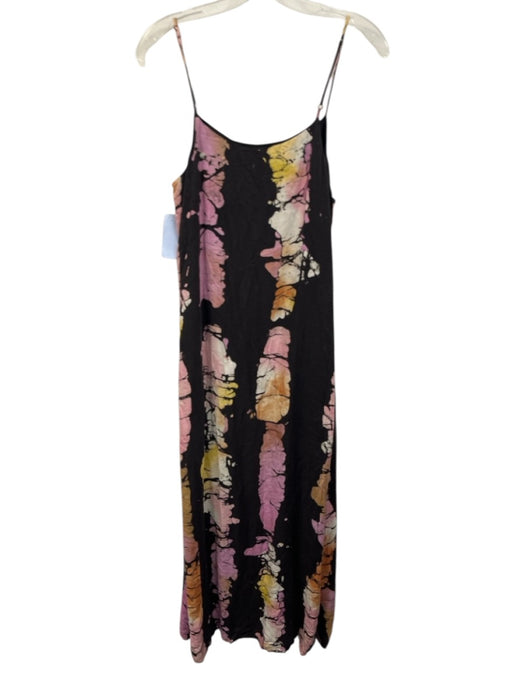 Busayo Size S Brown, Pink & Orange Rayon Spaghetti Strap Tie Dye Side Slit Dress Brown, Pink & Orange / S