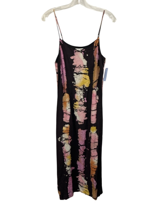 Busayo Size S Brown, Pink & Orange Rayon Spaghetti Strap Tie Dye Side Slit Dress Brown, Pink & Orange / S