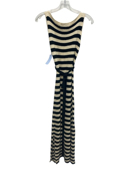 Jason Wu Collective Size S Cream Beige & Black Viscose Blend Knit Striped Dress Cream Beige & Black / S