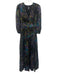Shoshanna Midnight Size 2 Black, Blue & Purple Viscose Blend flocked Dress Black, Blue & Purple / 2