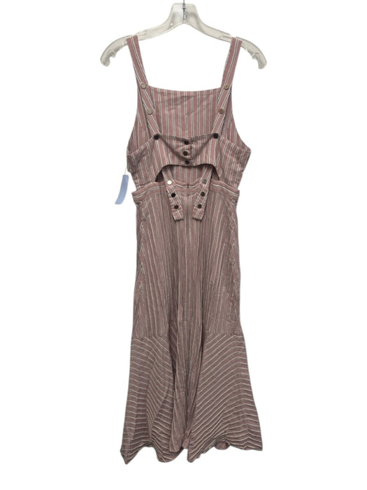 Tibi Size 4 Pink, White & Black Viscose Blend Striped Sleeveless Dress Pink, White & Black / 4