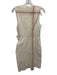 Vince Size 2 Cream Beige & Red Cotton Sleeveless Knot Detail stripe accent Dress Cream Beige & Red / 2