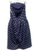Self-Portrait Size 6 Navy Blue & Cream White Polyester Satin Polka Dot Dress Navy Blue & Cream White / 6