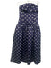 Self-Portrait Size 6 Navy Blue & Cream White Polyester Satin Polka Dot Dress Navy Blue & Cream White / 6