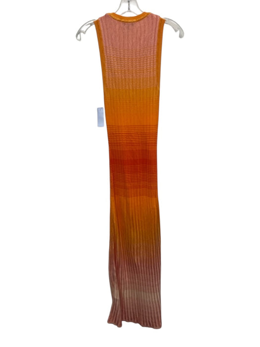 Maje Size 34 Orange & Pink Viscose Ribbed Knit Sleeveless Gradient Dress Orange & Pink / 34