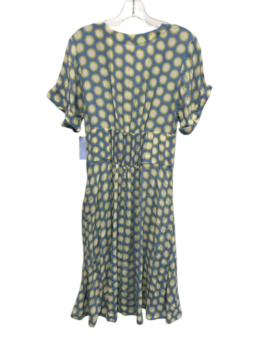 Diane Von Furstenberg Size 4 Blue, Green & Cream Viscose Blend V Neck Dress Blue, Green & Cream / 4