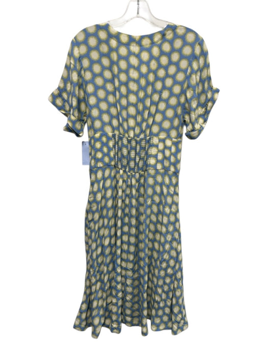 Diane Von Furstenberg Size 4 Blue, Green & Cream Viscose Blend V Neck Dress Blue, Green & Cream / 4