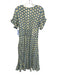 Diane Von Furstenberg Size 4 Blue, Green & Cream Viscose Blend V Neck Dress Blue, Green & Cream / 4