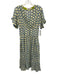 Diane Von Furstenberg Size 4 Blue, Green & Cream Viscose Blend V Neck Dress Blue, Green & Cream / 4