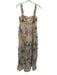 Marchesa Rosa Size 2 Beige & Multi Ramie Abstract Floral Sleeveless Dress Beige & Multi / 2