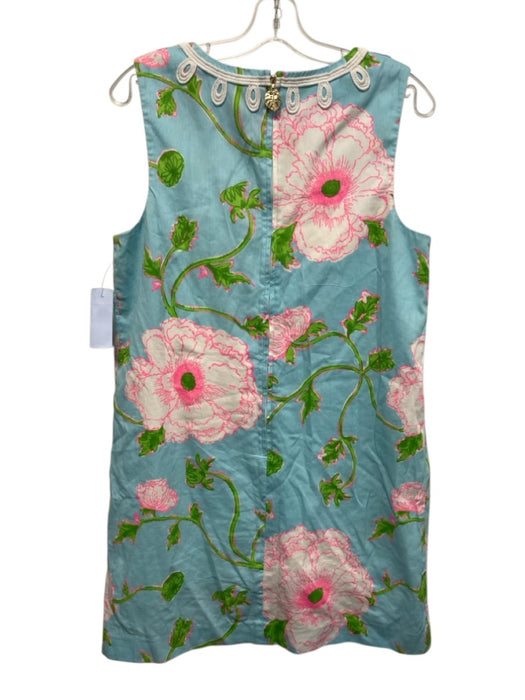 Lilly Pulitzer Size 10 Blue, Green & Pink Cotton Floral Sleeveless V Neck Dress Blue, Green & Pink / 10