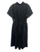 J. Crew Size 8 Black Cotton Short Cuff Sleeve 1/2 Button Drawstring Waist Dress Black / 8