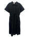J. Crew Size 8 Black Cotton Short Cuff Sleeve 1/2 Button Drawstring Waist Dress Black / 8