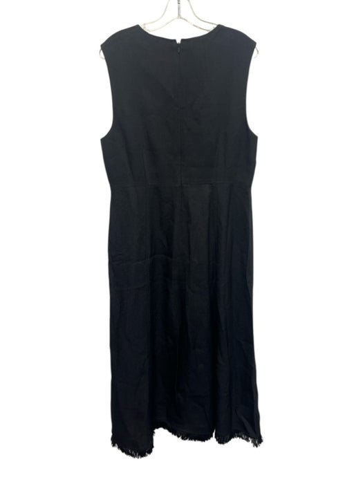 J. Crew Size 14 Black Viscose Sleeveless Fringe Hem Paneled Back Zip Dress Black / 14