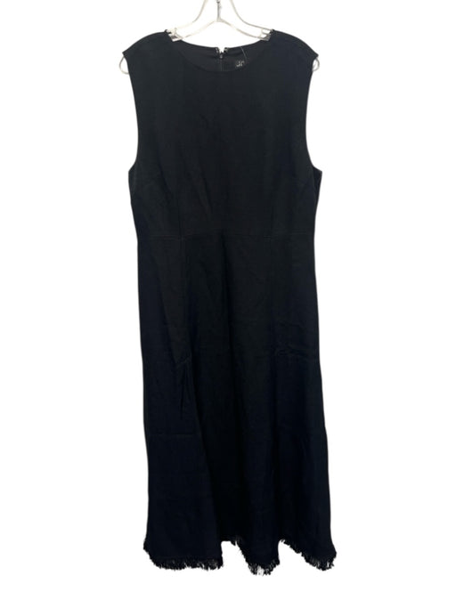 J. Crew Size 14 Black Viscose Sleeveless Fringe Hem Paneled Back Zip Dress Black / 14