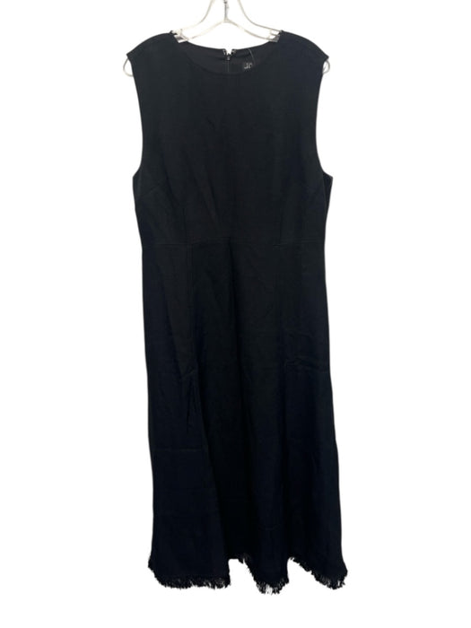 J. Crew Size 14 Black Viscose Sleeveless Fringe Hem Paneled Back Zip Dress Black / 14