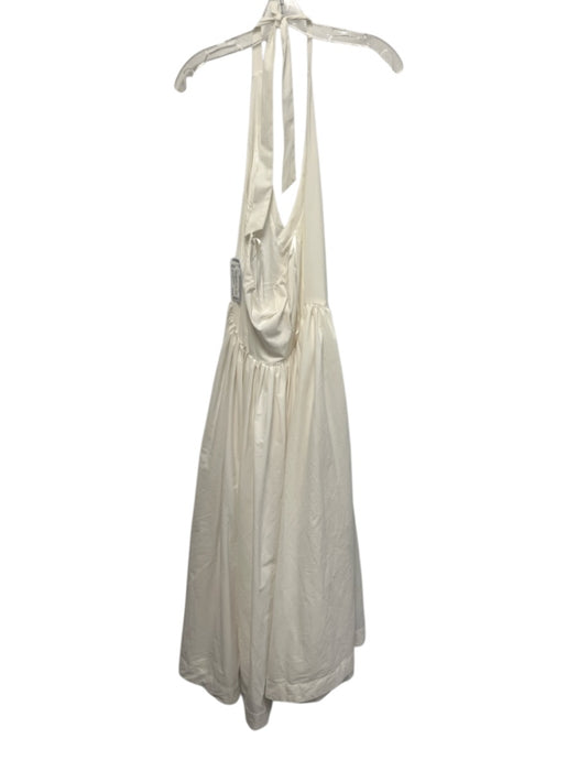 Jewel Badgley Mischka Size 2 Cream White Nylon Tie Neck V Neck Side Zip Dress Cream White / 2