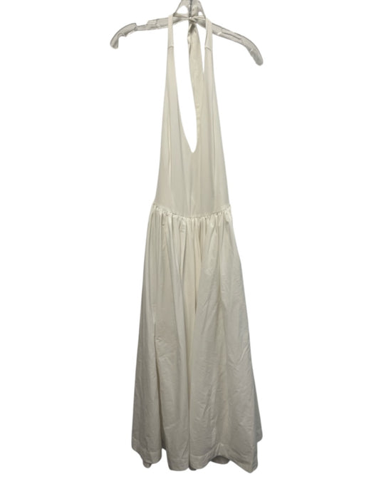 Jewel Badgley Mischka Size 2 Cream White Nylon Tie Neck V Neck Side Zip Dress Cream White / 2