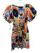 Untitled in Motion Size S Cream White, Blue & Orange Linen Blend Tie Waist Dress Cream White, Blue & Orange / S