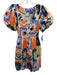 Untitled in Motion Size S Cream White, Blue & Orange Linen Blend Tie Waist Dress Cream White, Blue & Orange / S