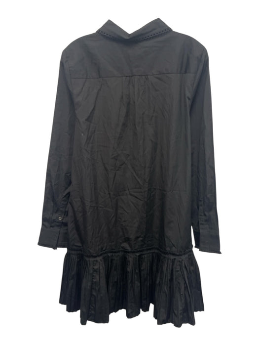 J. Crew Size M Black Cotton Long Sleeve Quarter Button Collared Dress Black / M
