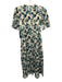 Tuckernuck Size L Teal Green & Cream Linen Short Sleeve Abstract Floral Dress Teal Green & Cream / L
