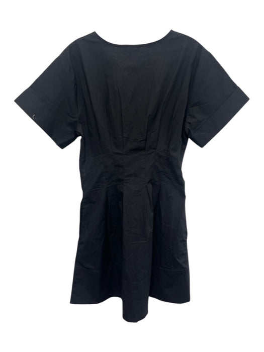 J. Crew Size 4 Black Cotton Blend Short Cuff Sleeve Button Front Pocketed Dress Black / 4