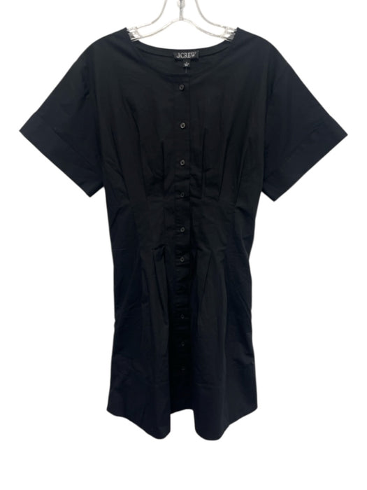 J. Crew Size 4 Black Cotton Blend Short Cuff Sleeve Button Front Pocketed Dress Black / 4