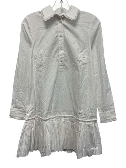 J. Crew Size XXS White Cotton Long Sleeve Quarter Button Collared Dress White / XXS