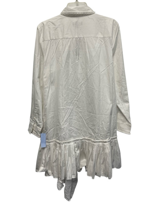 J. Crew Size XL White Cotton Long Sleeve Quarter Button Collared Dress White / XL