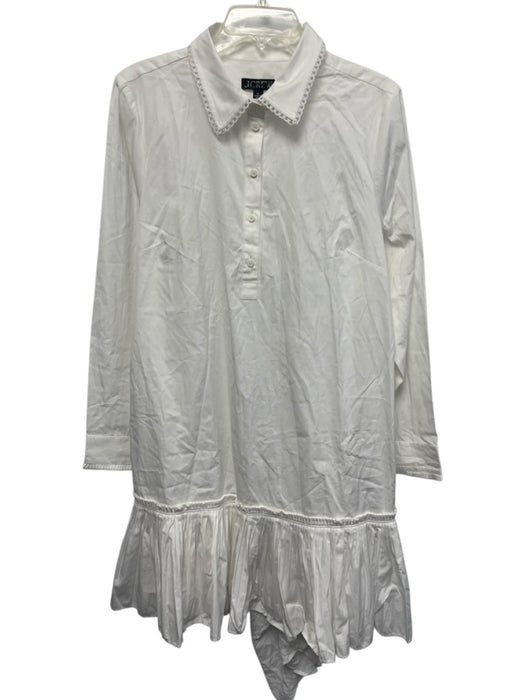 J. Crew Size XL White Cotton Long Sleeve Quarter Button Collared Dress White / XL