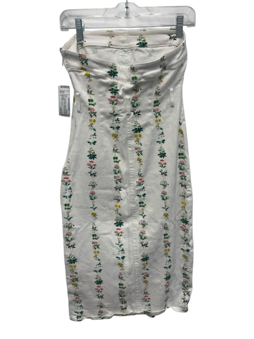 Adam Lippes Collective Size 2 White & Multi Cotton Blend Denim Floral Dress White & Multi / 2