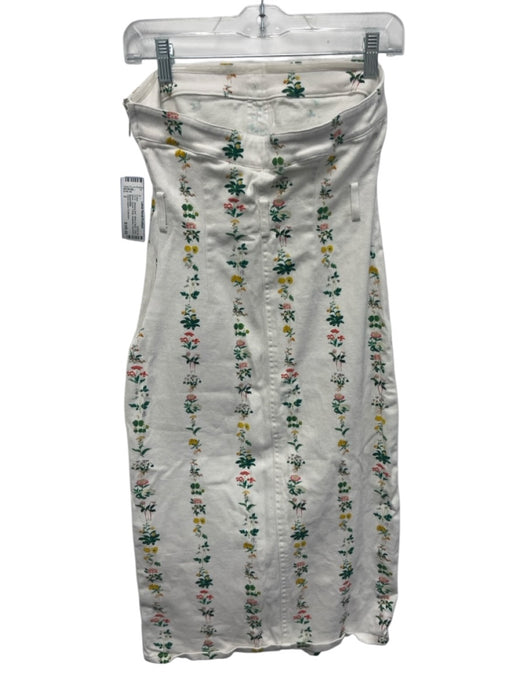 Adam Lippes Collective Size 2 White & Multi Cotton Blend Denim Floral Dress White & Multi / 2