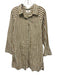 XiRENA Size M White, Brown & Green Cotton Striped Long Sleeve Button Up Dress White, Brown & Green / M