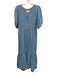 XiRENA Size M Blue Cotton Gauze 1/2 Puff Sleeve Button Front Tiered Dress Blue / M