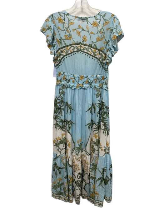 Derek Lam Collective Size 6 Blue, White & Yellow Rayon Flutter Cap sleeve Dress Blue, White & Yellow / 6