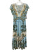 Derek Lam Collective Size 6 Blue, White & Yellow Rayon Flutter Cap sleeve Dress Blue, White & Yellow / 6