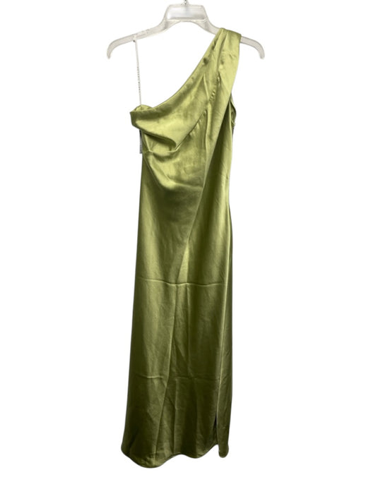 Tanya Taylor Size Est L Chartreuse Green Polyester Satin One Shoulder Gown Chartreuse Green / Est L