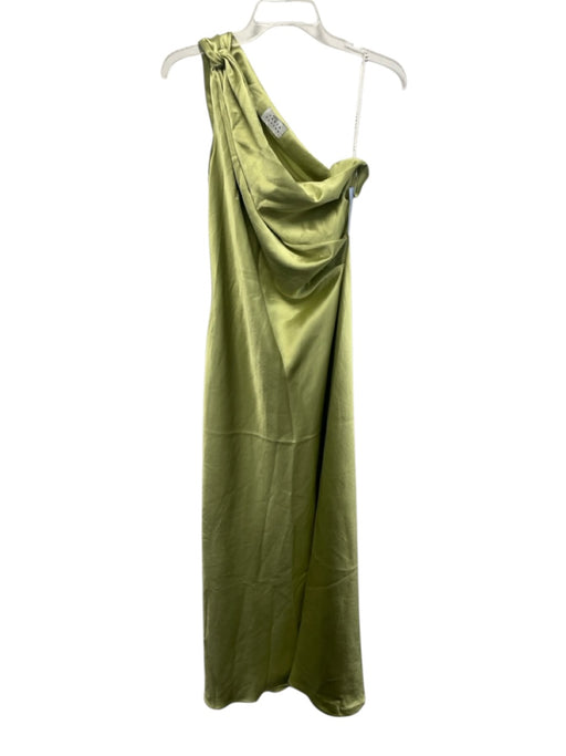 Tanya Taylor Size Est L Chartreuse Green Polyester Satin One Shoulder Gown Chartreuse Green / Est L