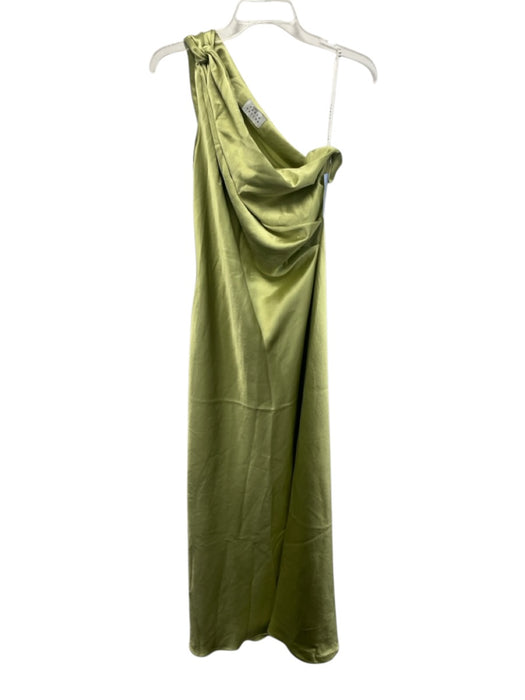 Tanya Taylor Size Est L Chartreuse Green Polyester Satin One Shoulder Gown Chartreuse Green / Est L