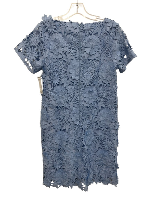 Abbey Glass Size XS Light Blue Polyester Short Sleeve Floral Lace Overlay Dress Light Blue / XS