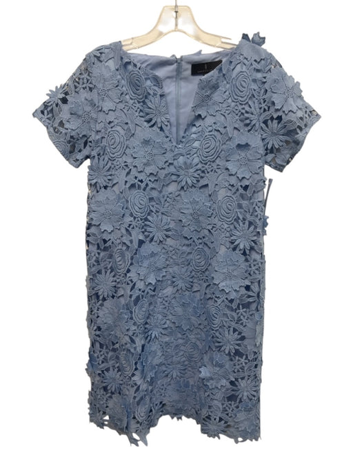 Abbey Glass Size XS Light Blue Polyester Short Sleeve Floral Lace Overlay Dress Light Blue / XS