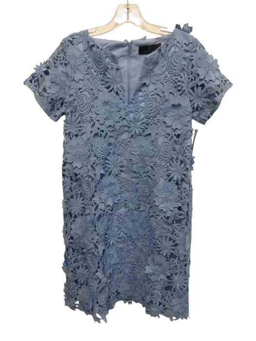 Abbey Glass Size XS Light Blue Polyester Short Sleeve Floral Lace Overlay Dress Light Blue / XS