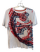 Tory Burch Size M White & Multi Prima Cotton Short Sleeve Abstract Design Top White & Multi / M