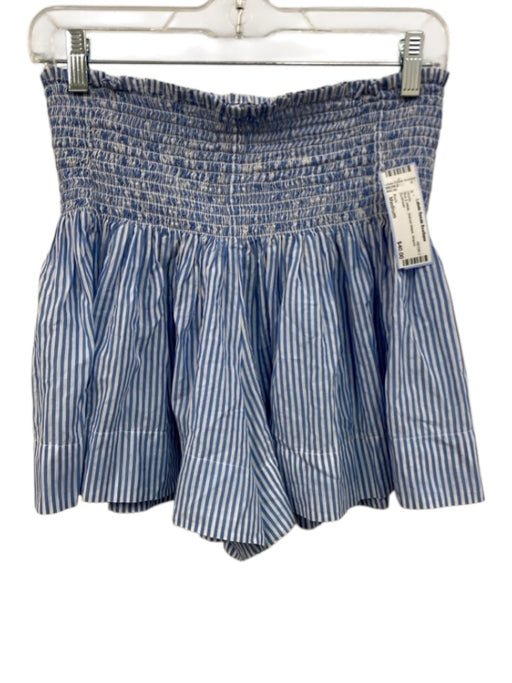 Koch Size Medium Blue & White Shirred Waist Striped Shorts Blue & White / Medium
