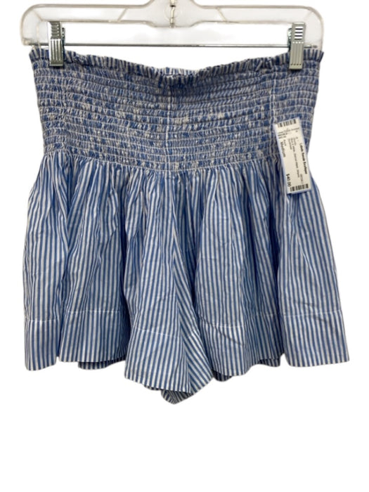 Koch Size Medium Blue & White Shirred Waist Striped Shorts Blue & White / Medium
