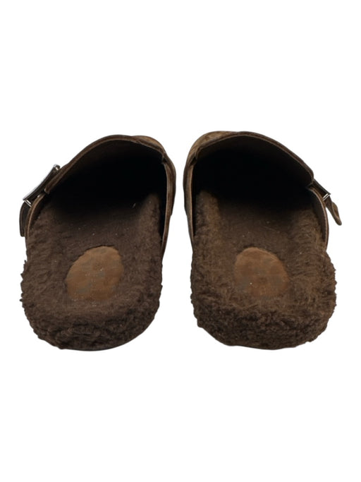 Tory Burch Shoe Size 7 Mixed Brown Textile Faux Shearling Abstract Print Clogs Mixed Brown / 7